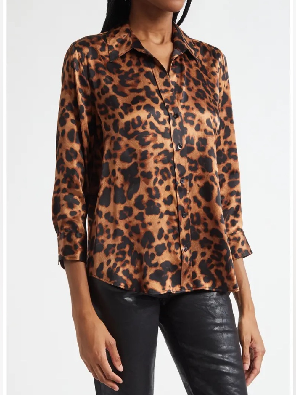 L’agence 100% silk leopard print blouse